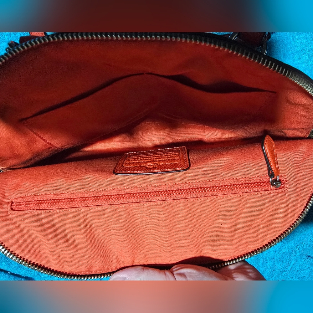 Coach Cora Orange/Signature Coated Canvas and Leather Dome Satchel - Picture 7 of 10